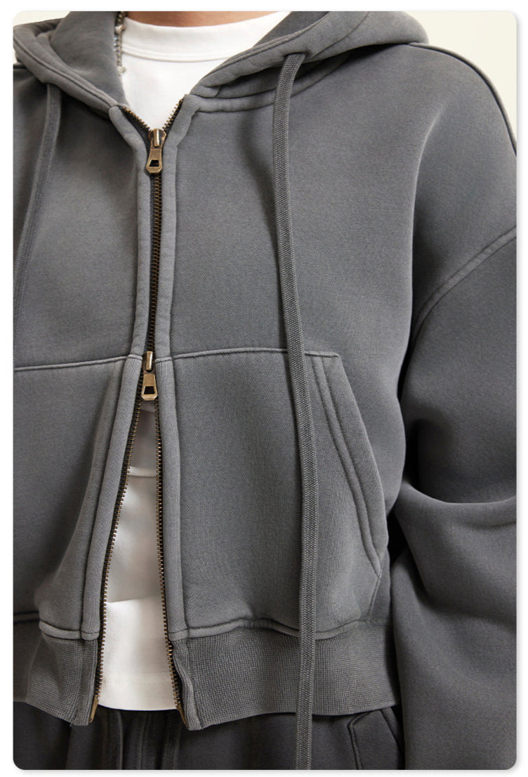 Washed zipper jacket - grey