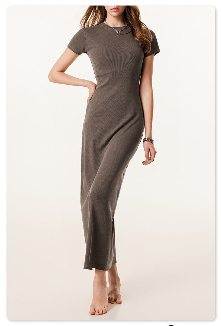 Maillard fitting long knitted dress - Dark Grey