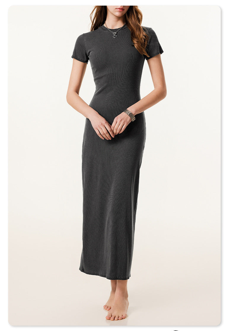 Maillard fitting long knitted dress - Dark Grey
