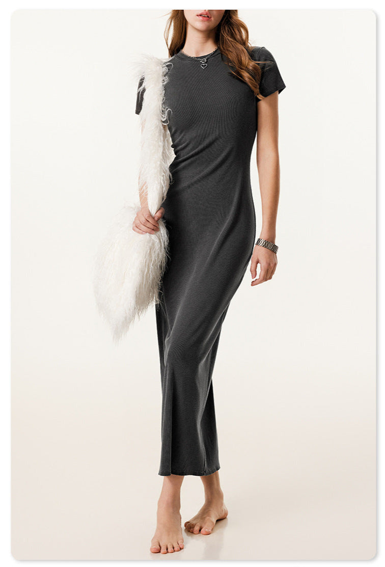 Maillard fitting long knitted dress - Dark Grey