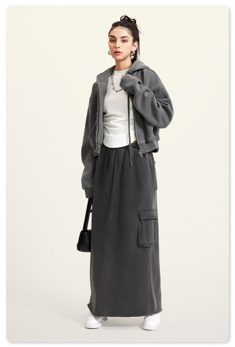 Washed  zipper jacket - grey