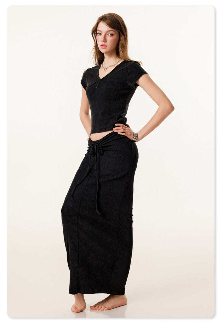 Cotton skirt two-piece set