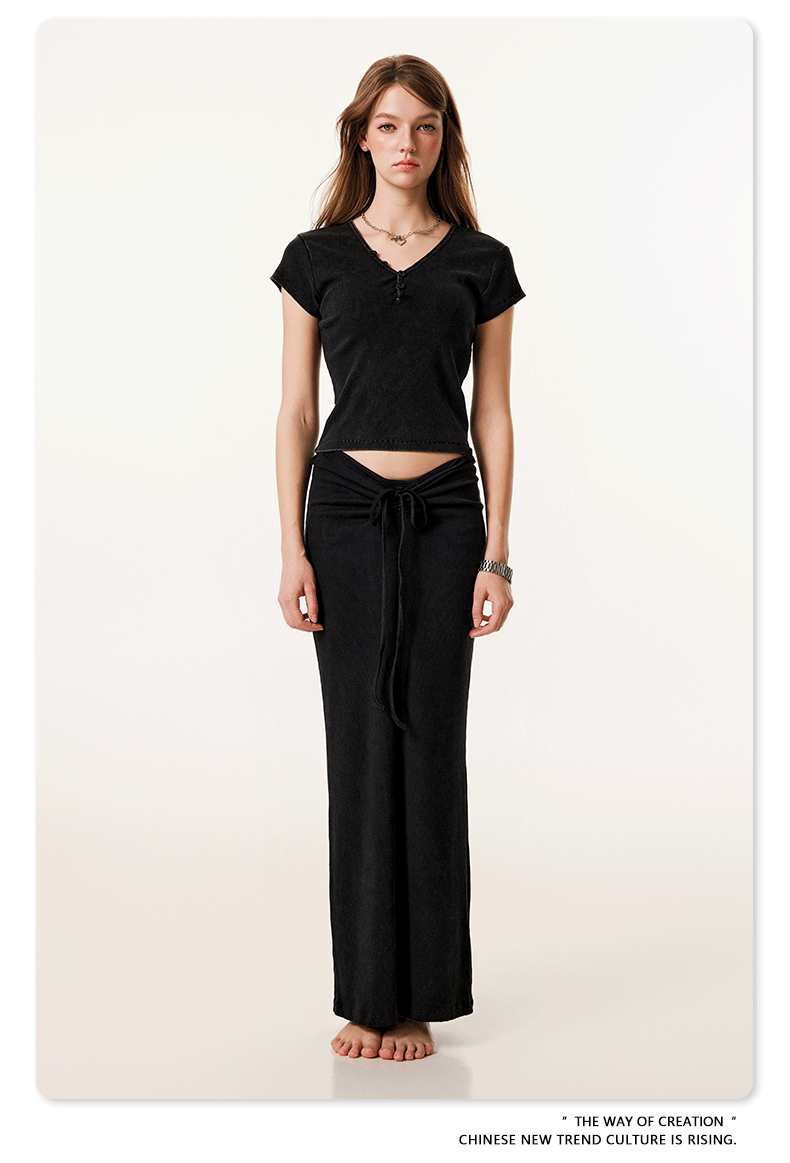 Cotton skirt two-piece set