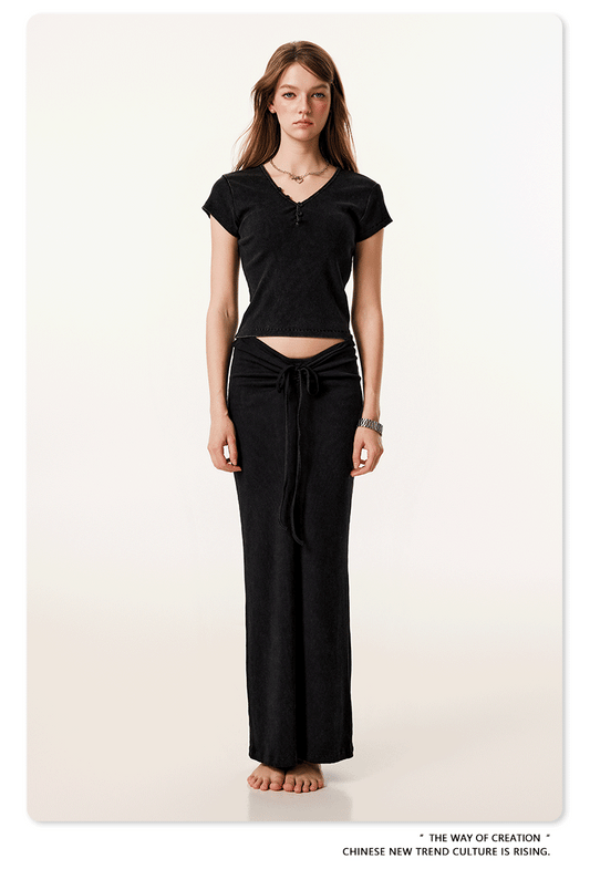 Cotton skirt two-piece set