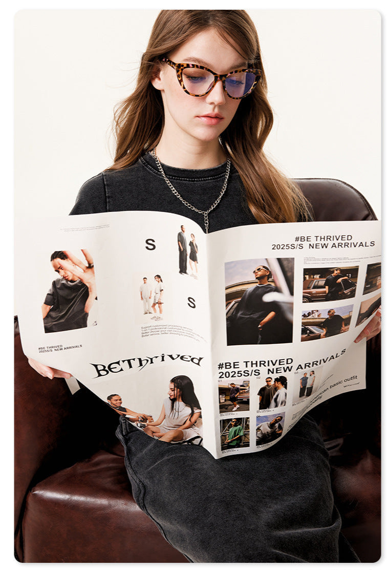 Waist pleated crew neck T-shirt