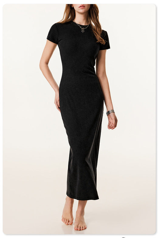 Maillard fitting long knitted dress - Black