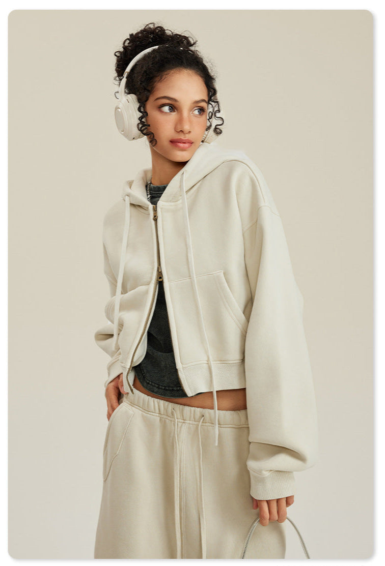Washed zipper hoodie