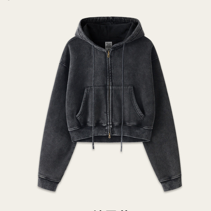 Washed Zipper jacket - grey apricot