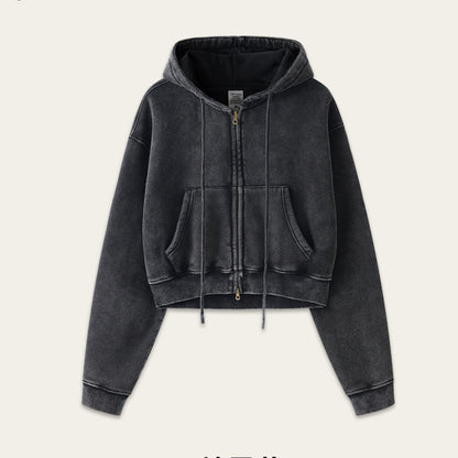 Washed Zipper jacket - grey apricot