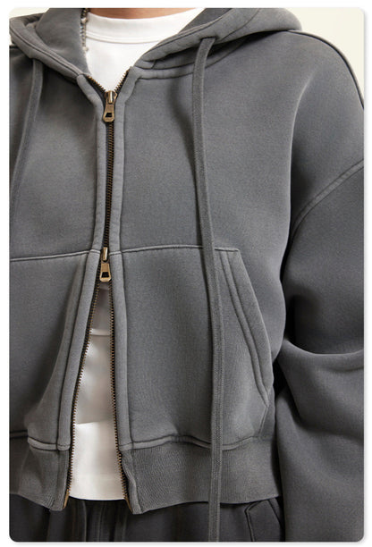 Washed  zipper jacket - grey