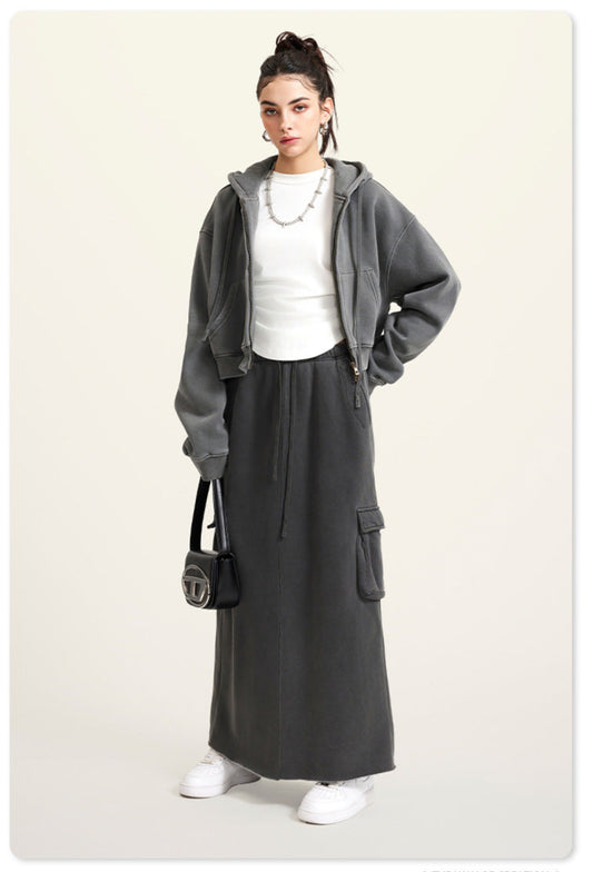 Washed  zipper jacket - grey
