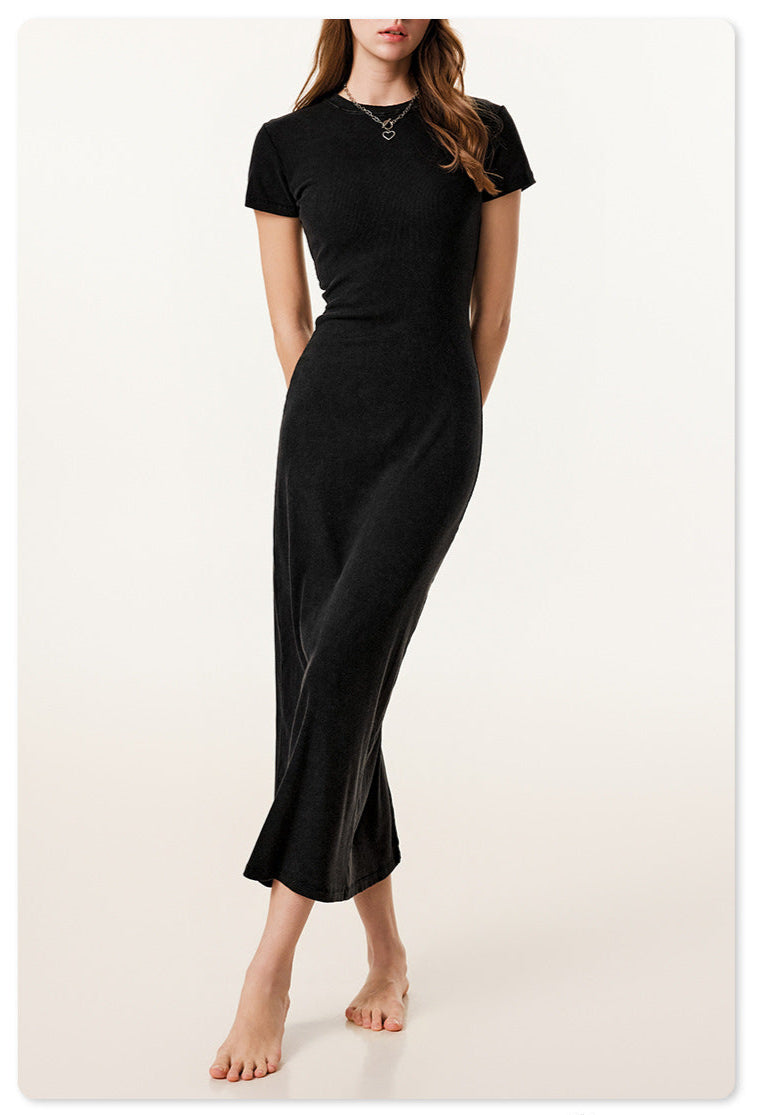 Maillard fitting long knitted dress - Black