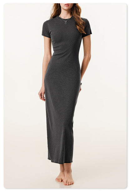 Maillard fitting long knitted dress - Dark Grey