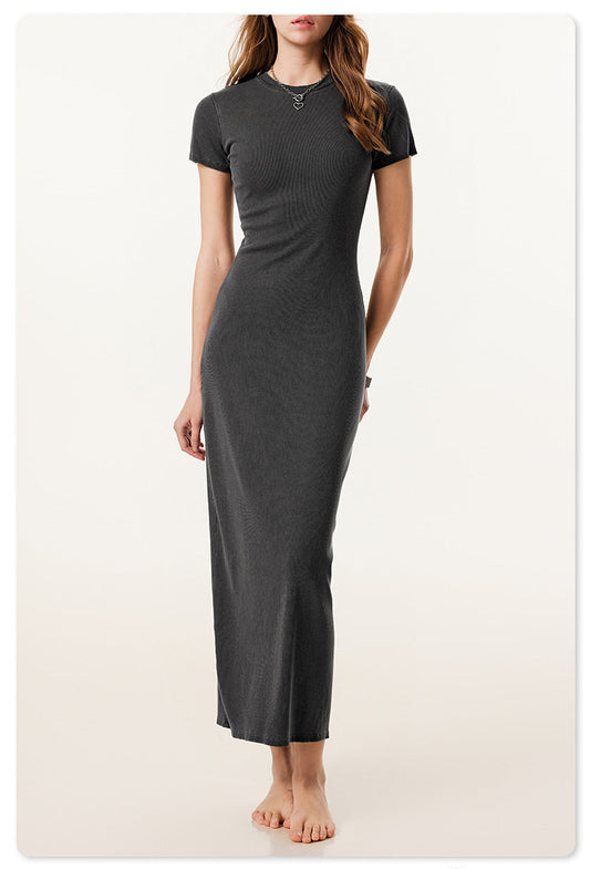 Maillard fitting long knitted dress - Dark Grey