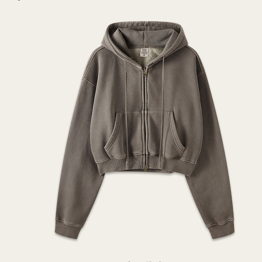 Washed  zipper jacket - grey