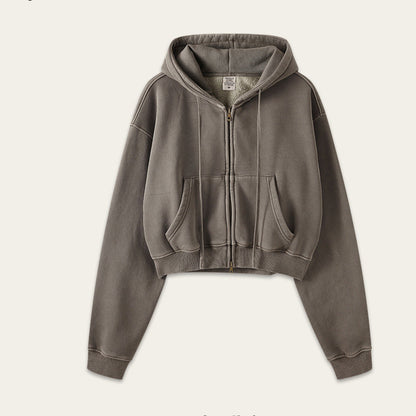 Washed  zipper jacket - grey