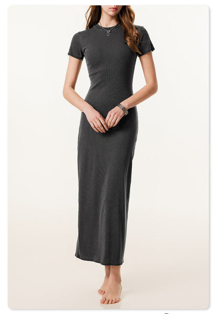 Maillard fitting long knitted dress - Dark Grey