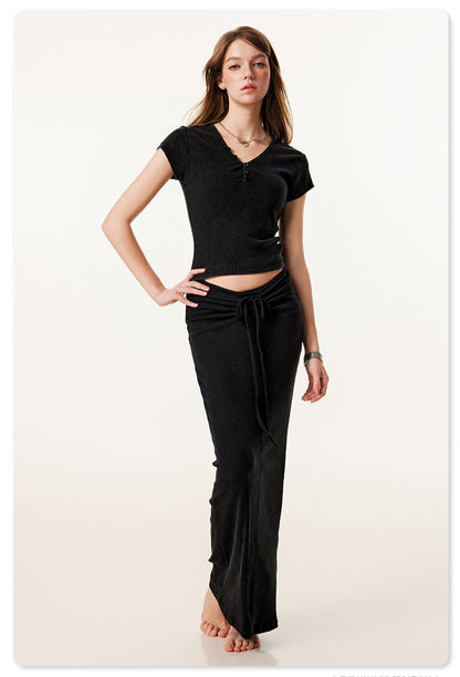 Cotton skirt two-piece set
