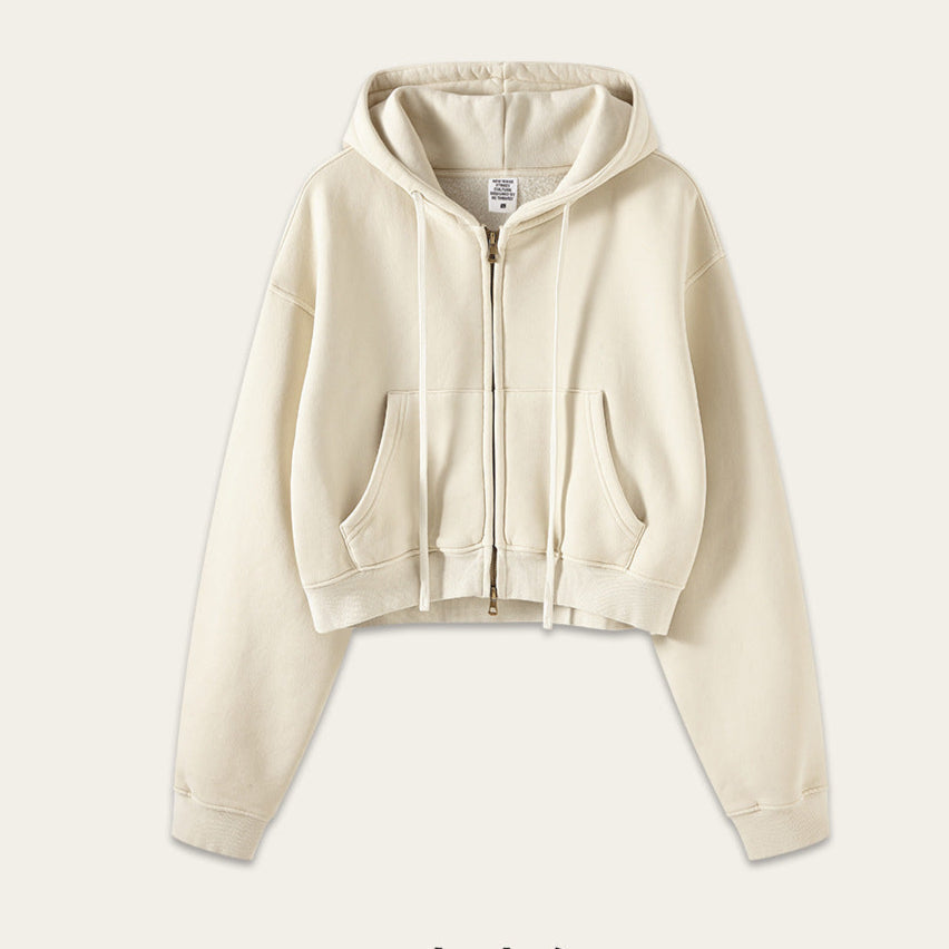 Washed Zipper jacket - grey apricot