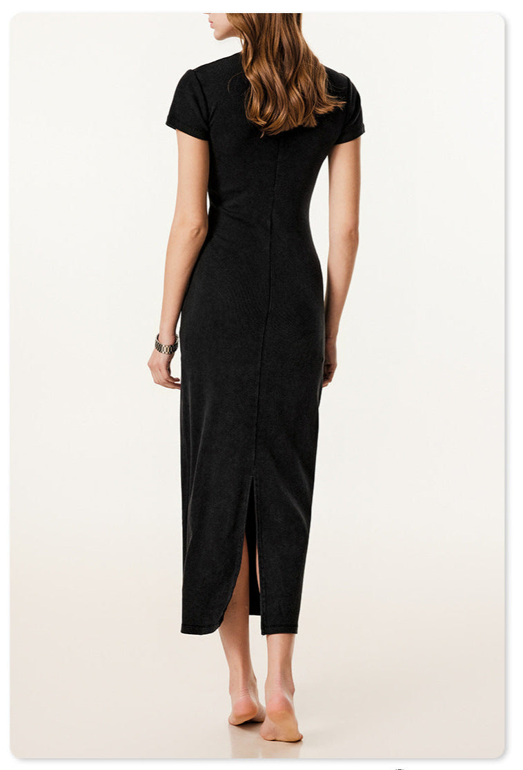 Maillard fitting long knitted dress - Black