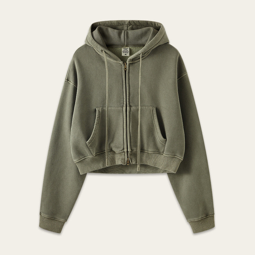 Washed  zipper jacket - grey