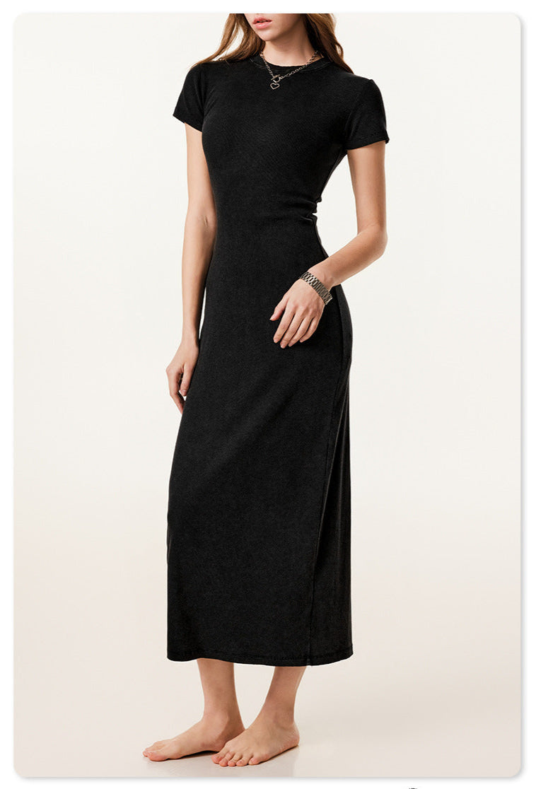 Maillard fitting long knitted dress - Black
